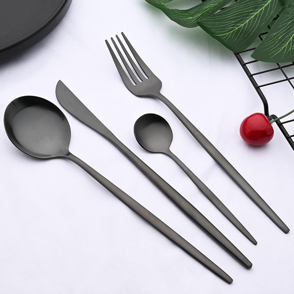 Cutlery Set Stainless Flatware Eating Tableware Cutlery  Black