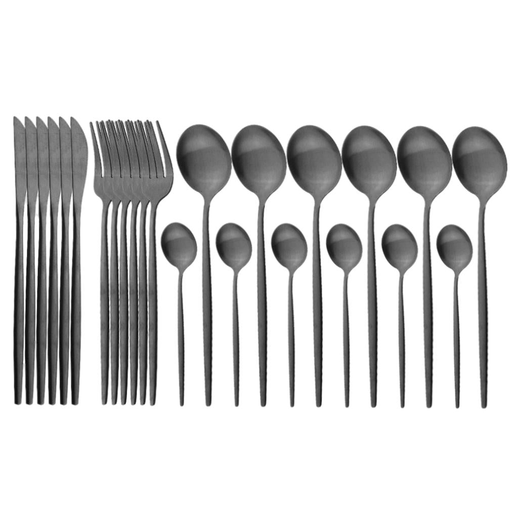 Cutlery Set Stainless Flatware Eating Tableware Cutlery  Black