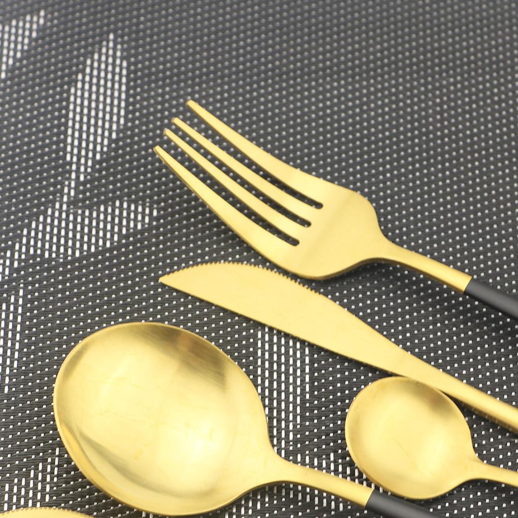 Cutlery Set Stainless Flatware Eating Tableware Cutlery  Black Golden