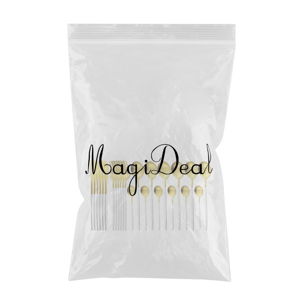 Cutlery Set Stainless Flatware Eating Tableware Cutlery  White Golden