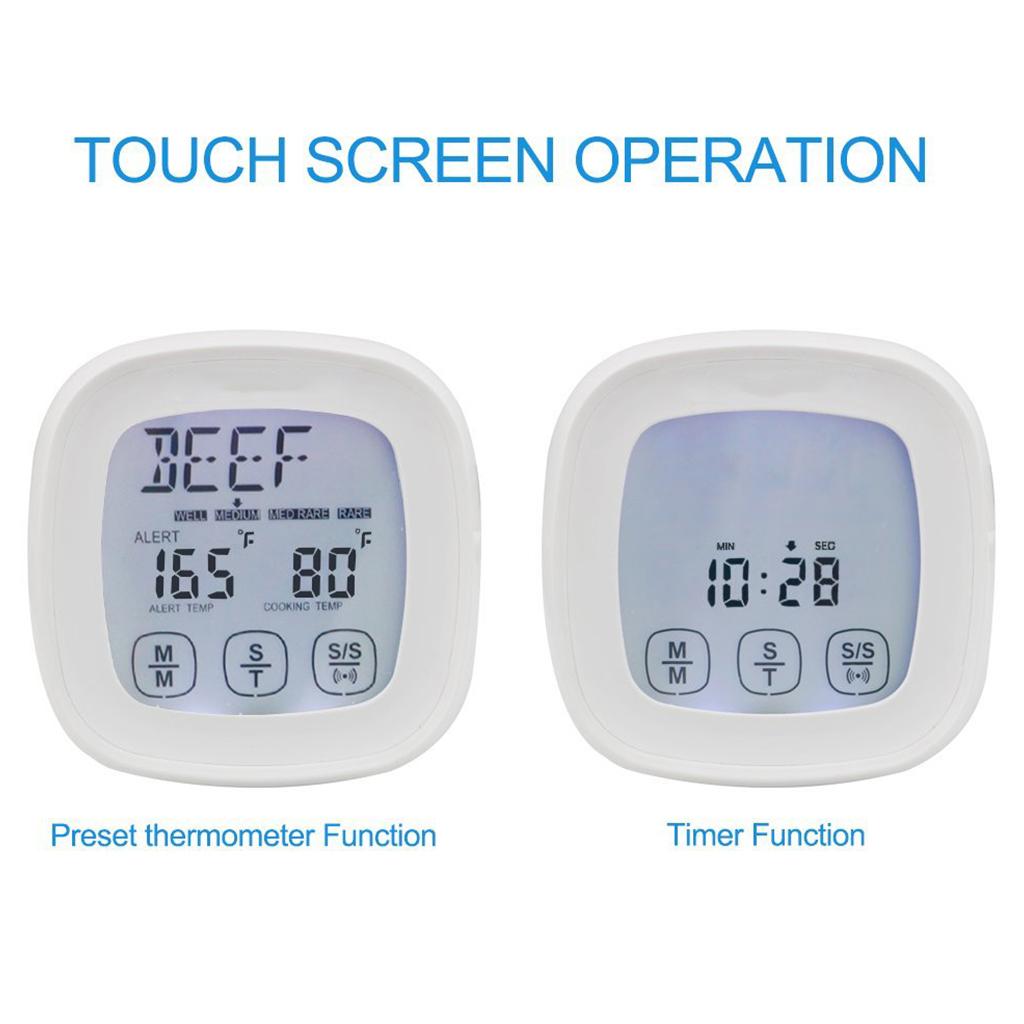 Digital Portable Food Thermometer for Cooking with Brackets Deep Fry Kitchen White