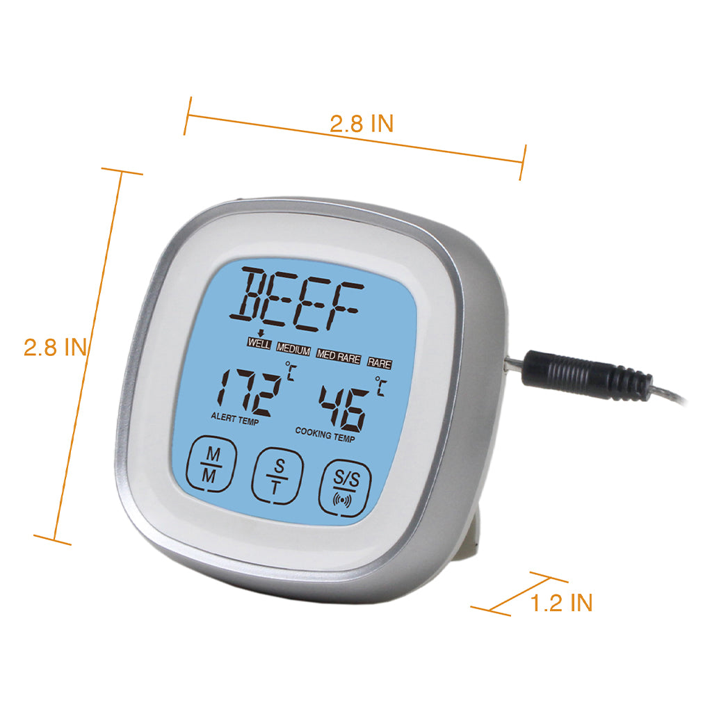 Digital Portable Food Thermometer for Cooking with Brackets Deep Fry Kitchen White Silver