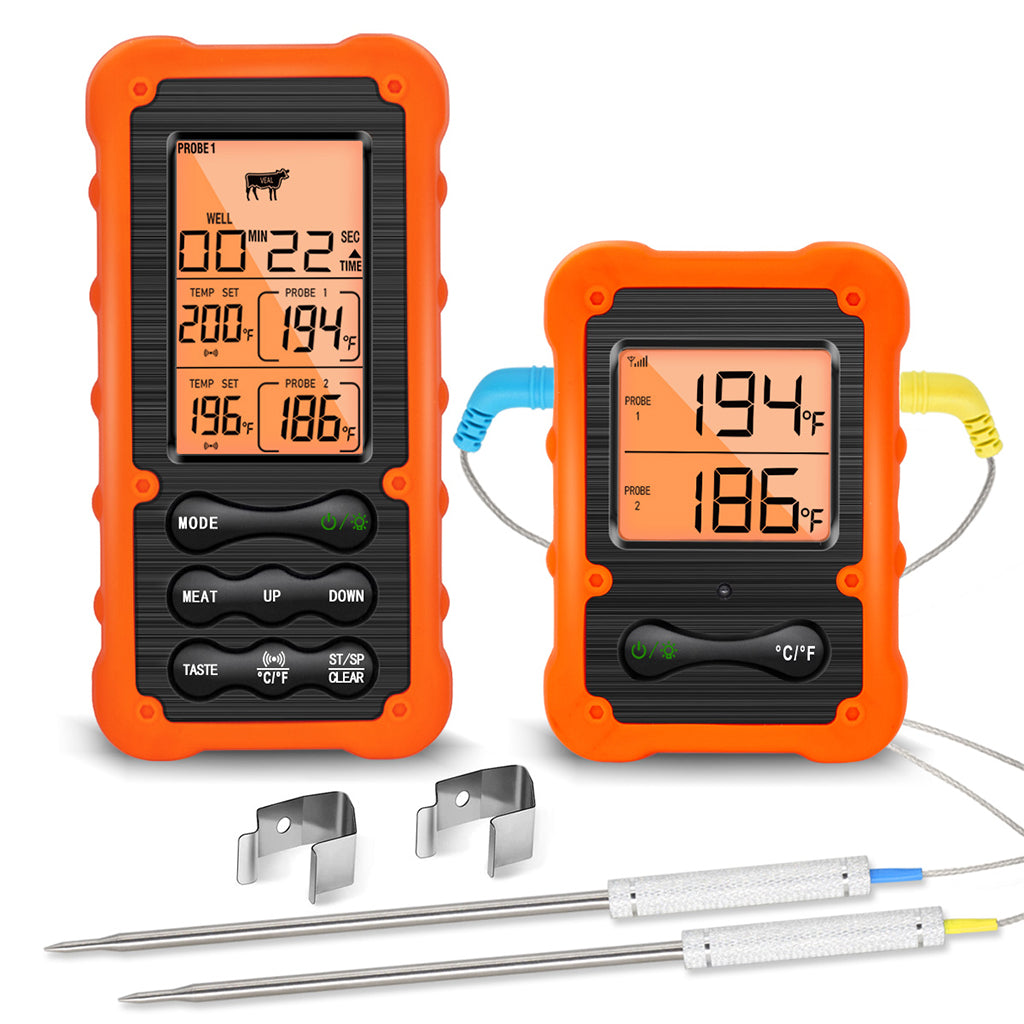 Remote Meat Thermometer Double Probes Cooking Food Grill Thermometer