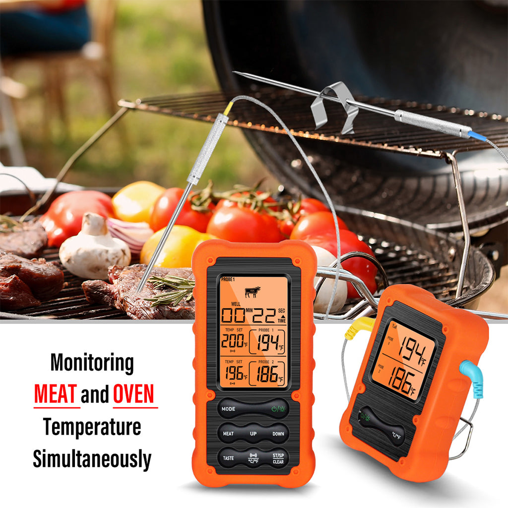 Remote Meat Thermometer Double Probes Cooking Food Grill Thermometer