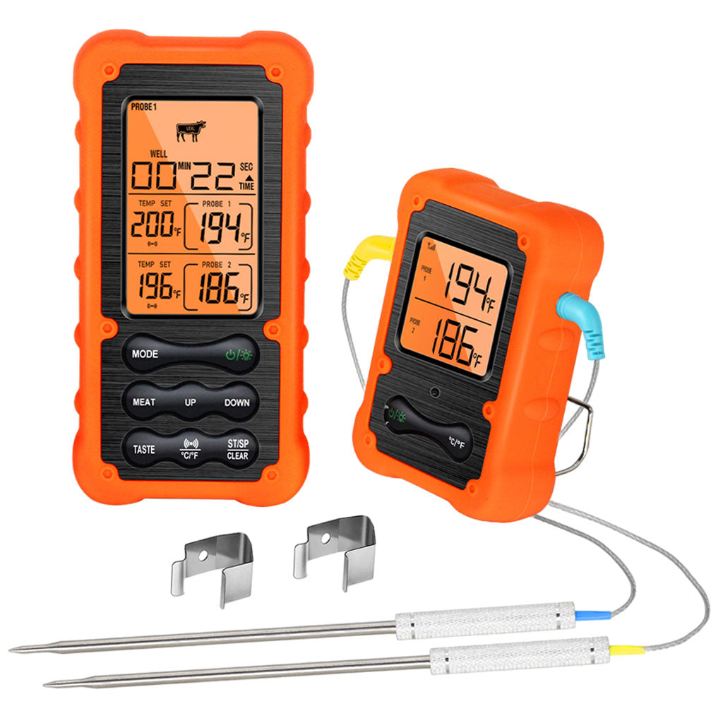 Remote Meat Thermometer Double Probes Cooking Food Grill Thermometer