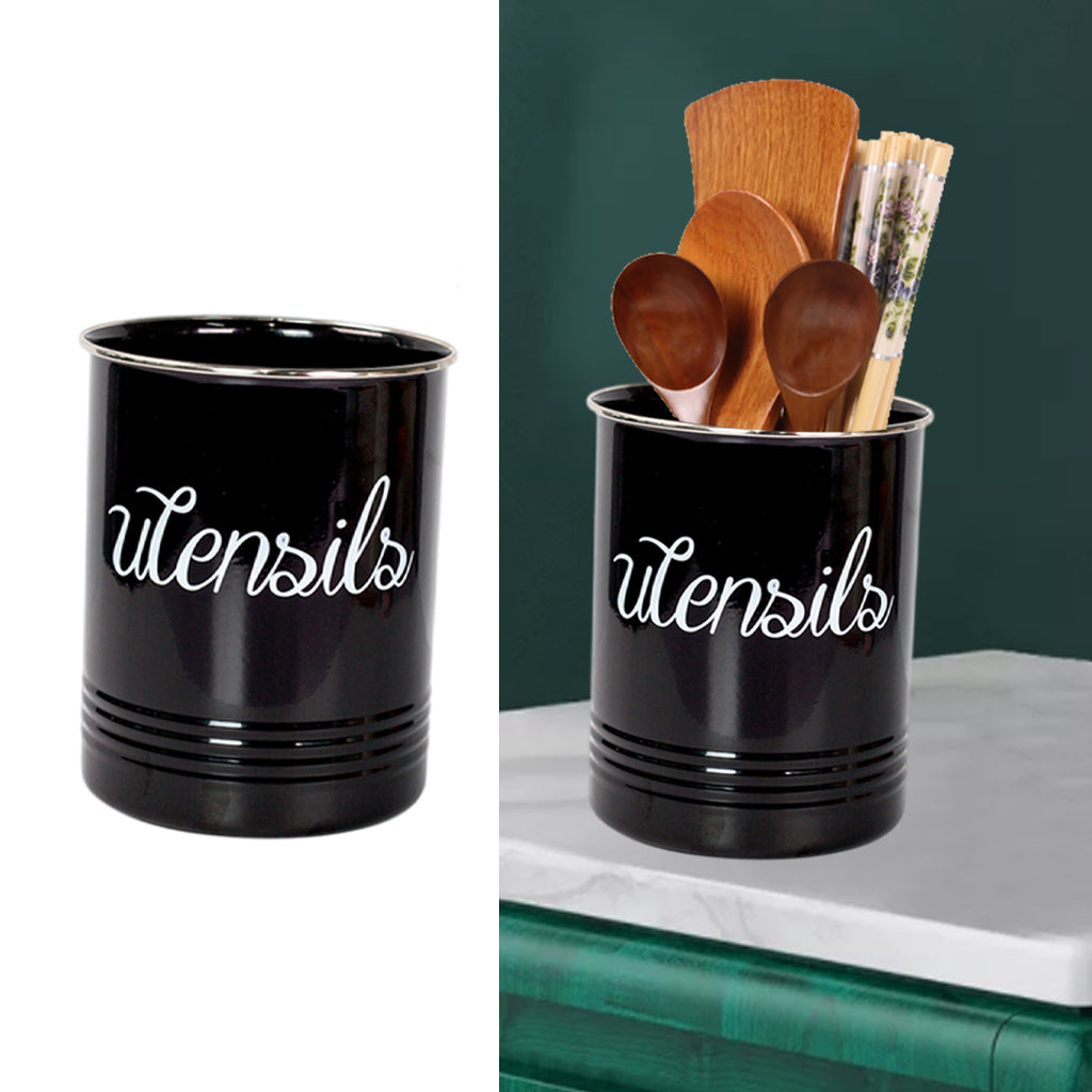 Kitchen Utensil Container Jar Kitchen Cooking Tools Storage Tabletop Decor Black