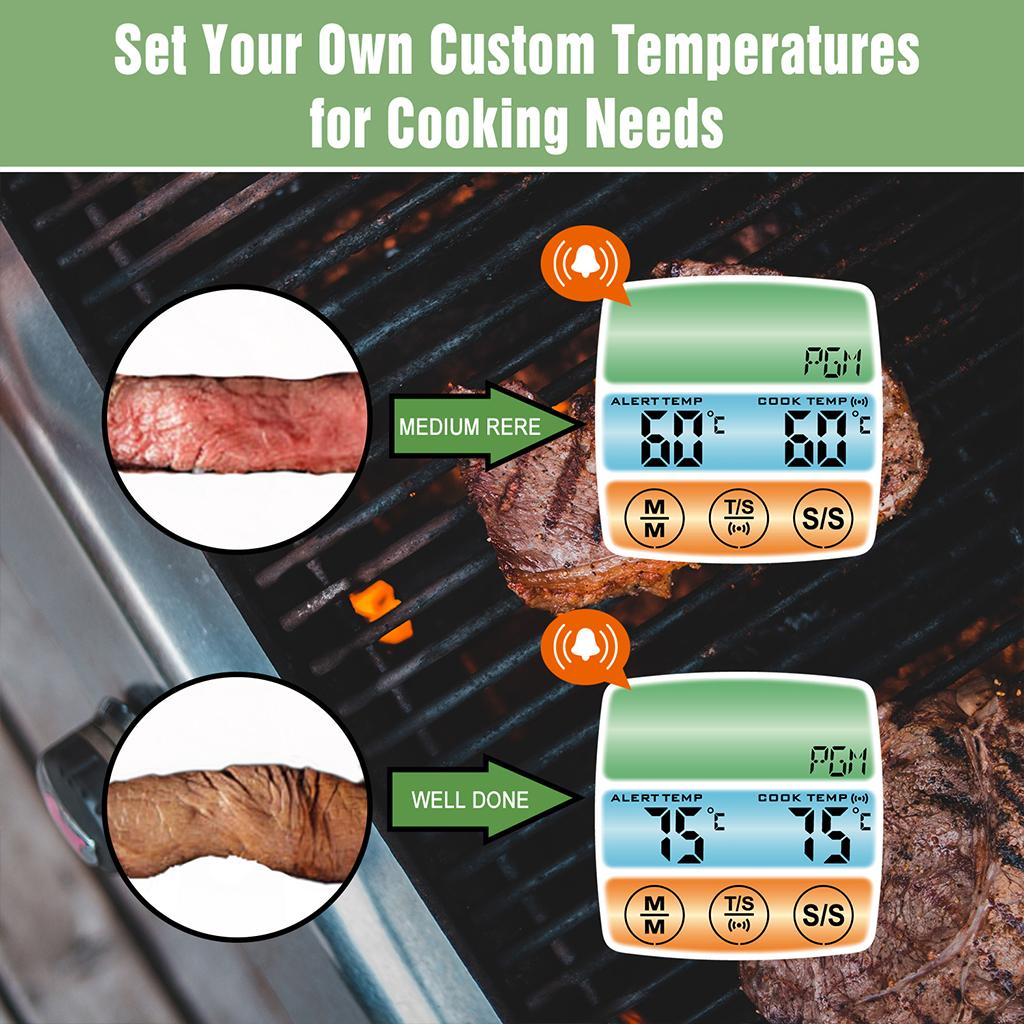 Digital Meat Thermometer Instant Read Timer Function Stainless Steel Probe white