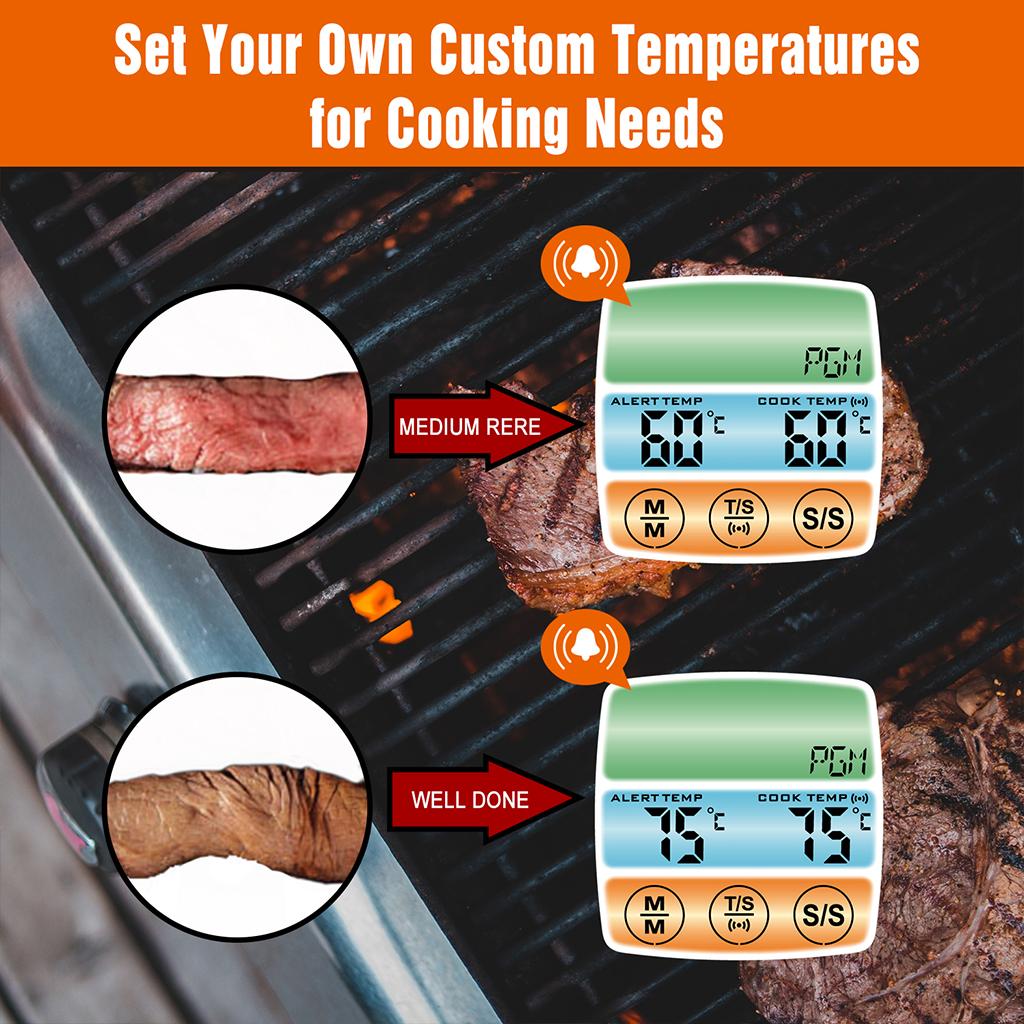 Digital Meat Thermometer Instant Read Timer Function Stainless Steel Probe black