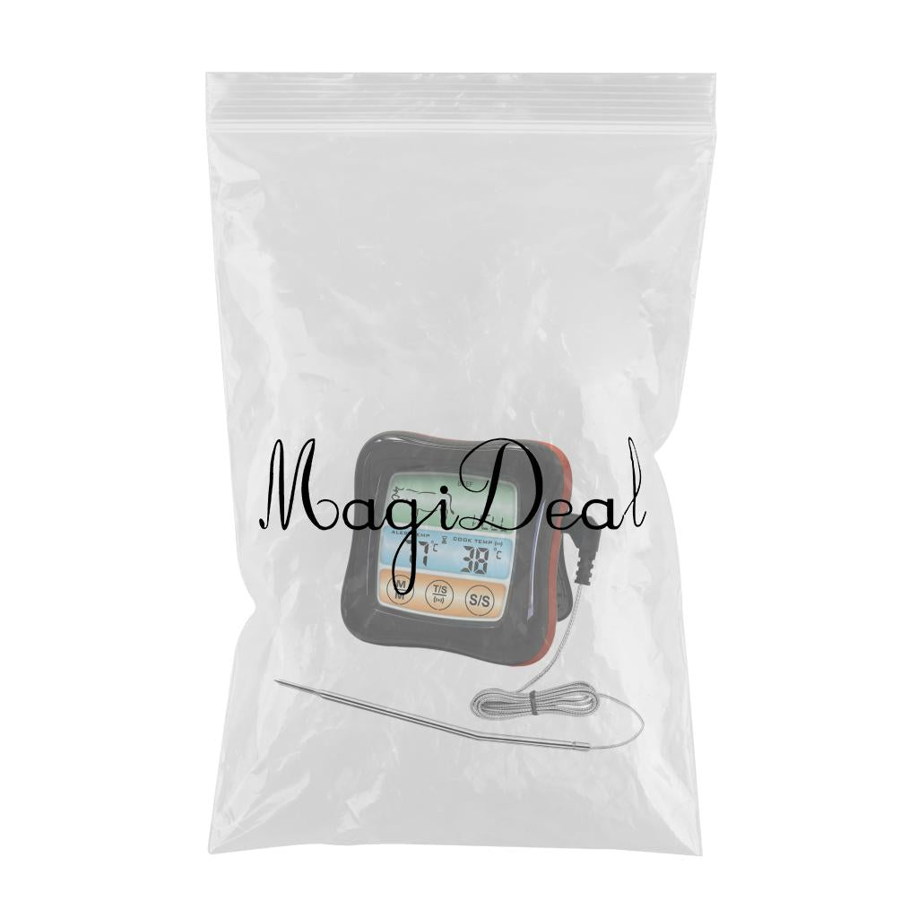 Digital Meat Thermometer Instant Read Timer Function Stainless Steel Probe black
