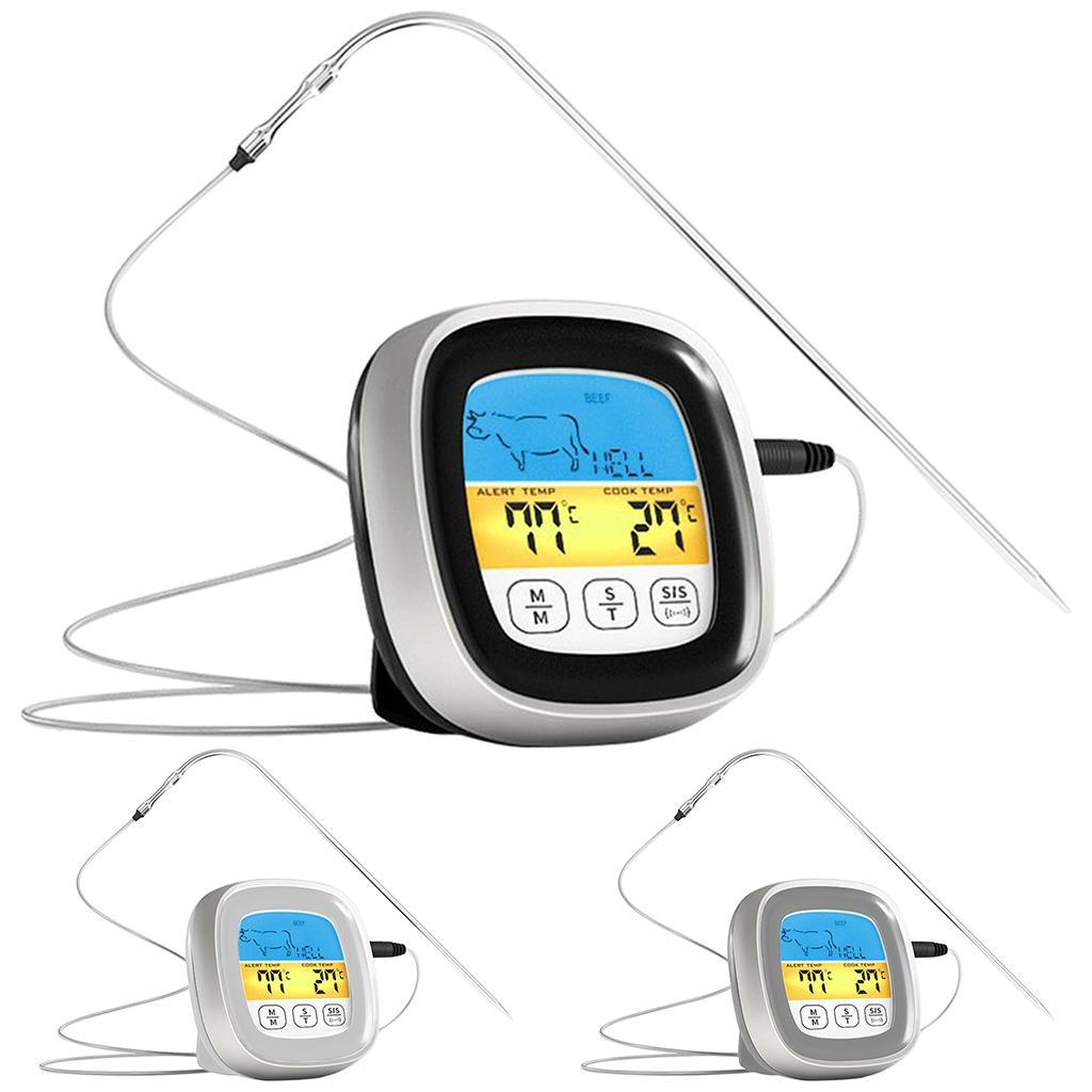 Digital Meat Thermometer LCD Display with Backlight for BBQ Cooking Accs Black