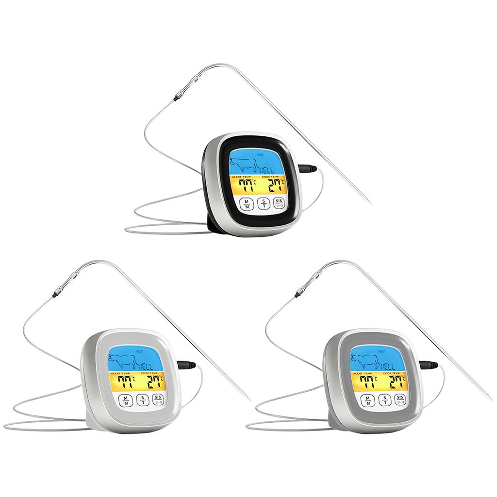 Digital Meat Thermometer LCD Display with Backlight for BBQ Cooking Accs Black