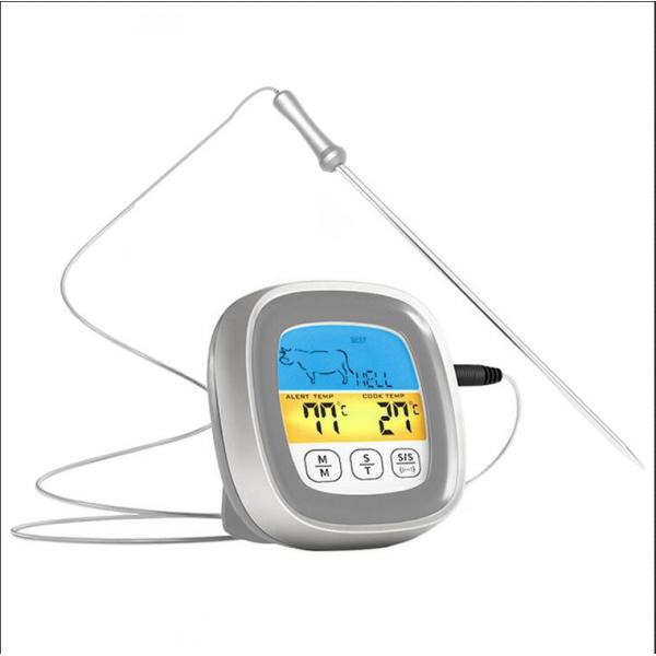 Digital Meat Thermometer LCD Display with Backlight for BBQ Cooking Accs White Grey