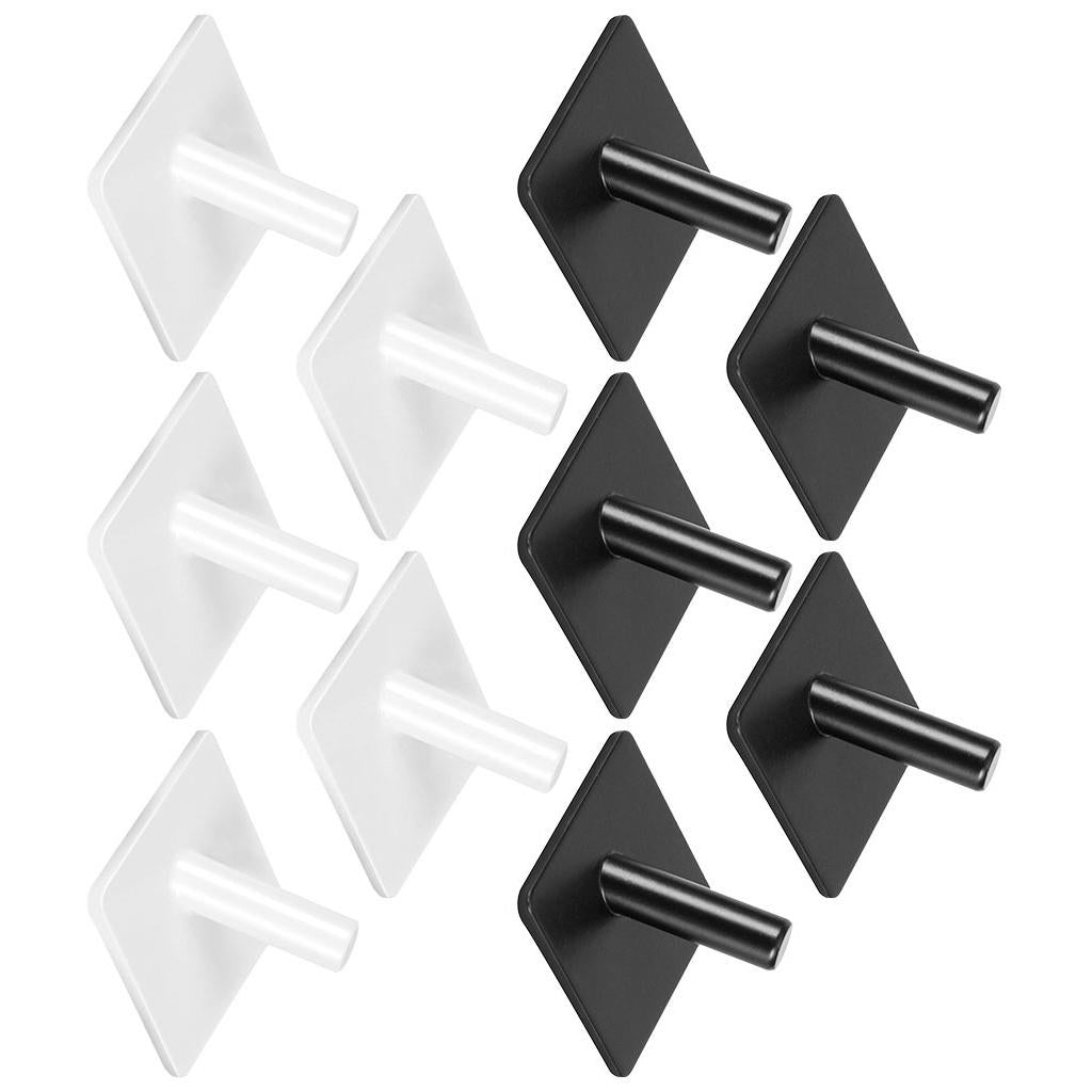 5 Pieces Self Adhesive Hook Kitchen Bathroom Wall Door Sticky Hanger Black