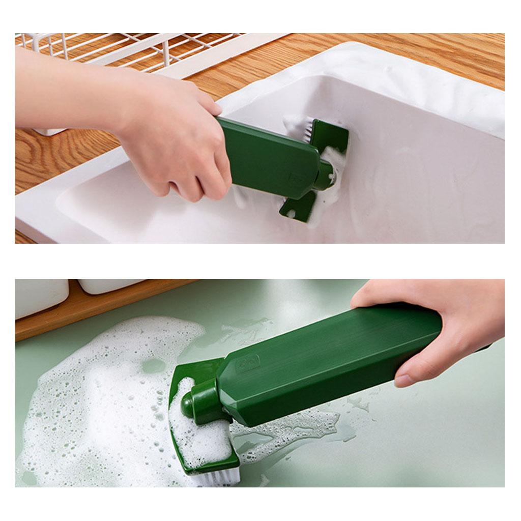 Cleaning Brush Sink Desktop Soap Dispensing Brush Sponge for Kitchen Green