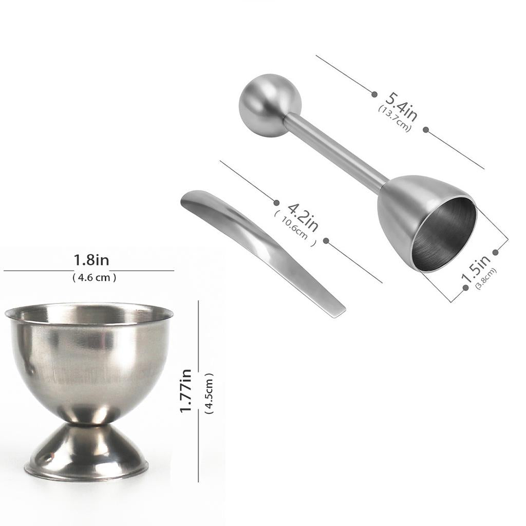 Stainless Steel Egg Topper Opener Soft Boiled Eggs with 2 Cups 2 Spoons