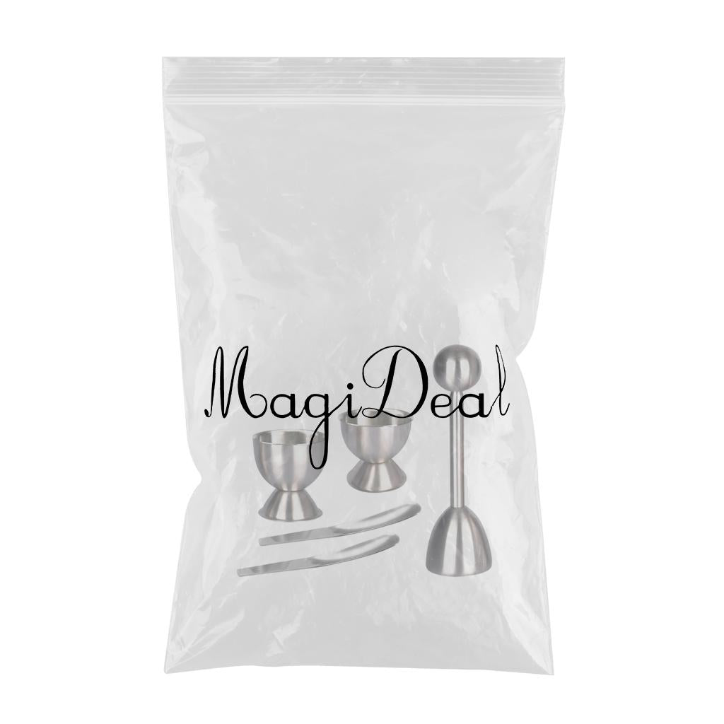 Stainless Steel Egg Topper Opener Soft Boiled Eggs with 2 Cups 2 Spoons