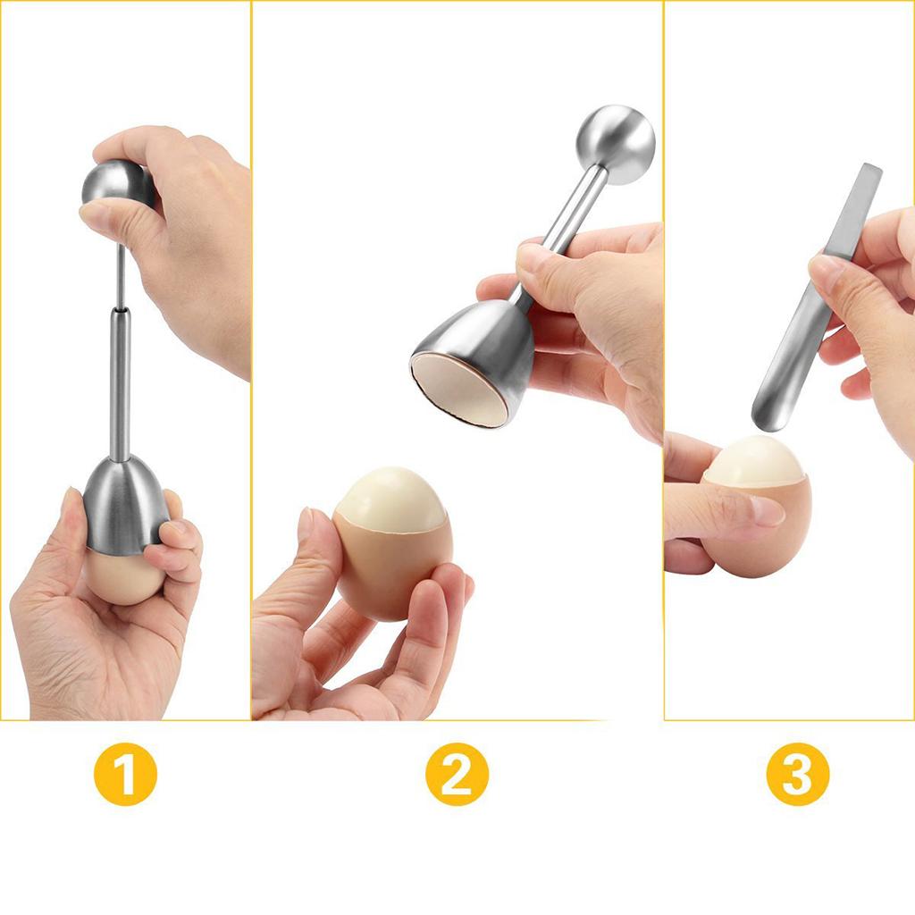 Stainless Steel Egg Topper Opener Soft Boiled Eggs with 2 Cups 2 Spoons