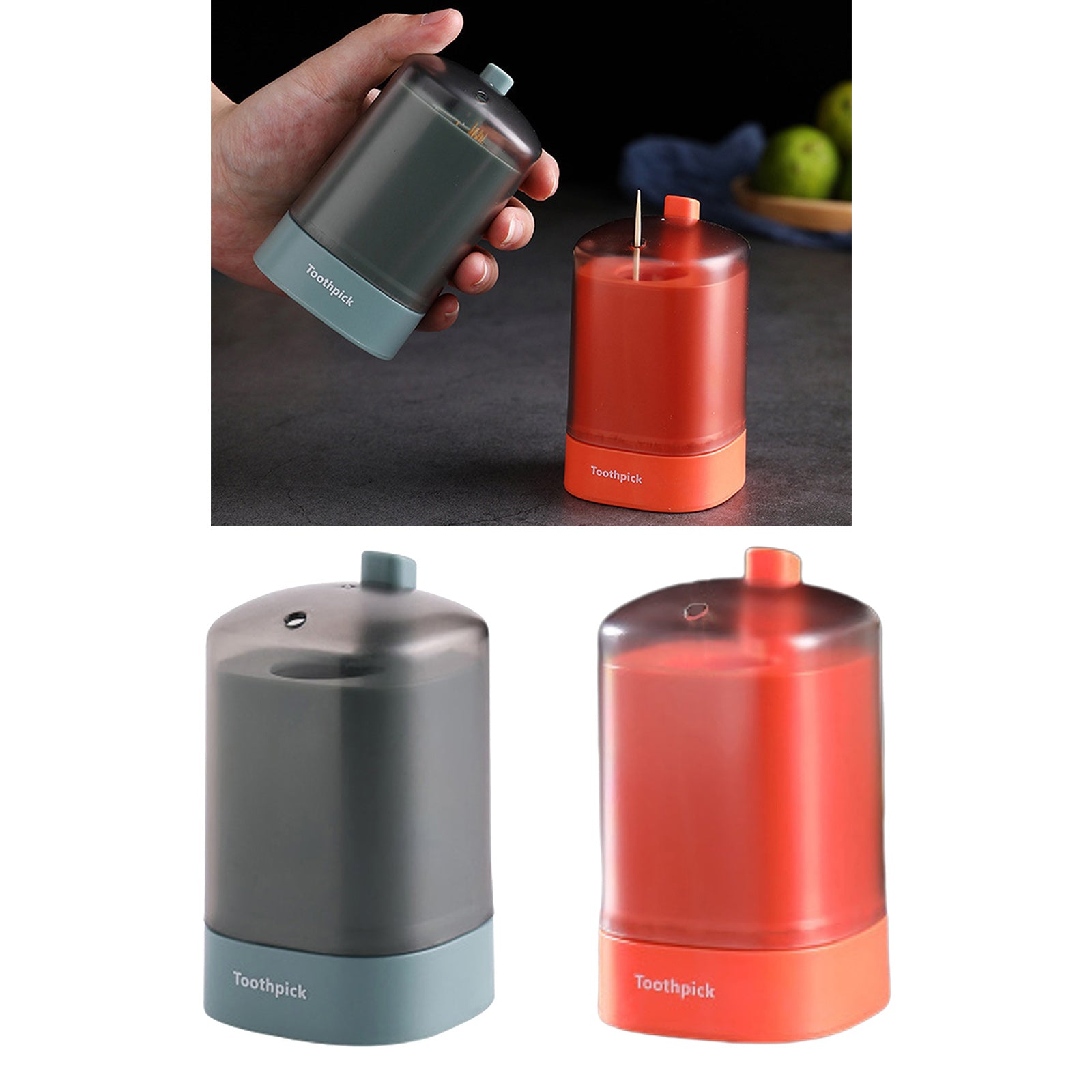 Automatic Pops-up Toothpick Holder Container Portable Toothpick Dispenser Red