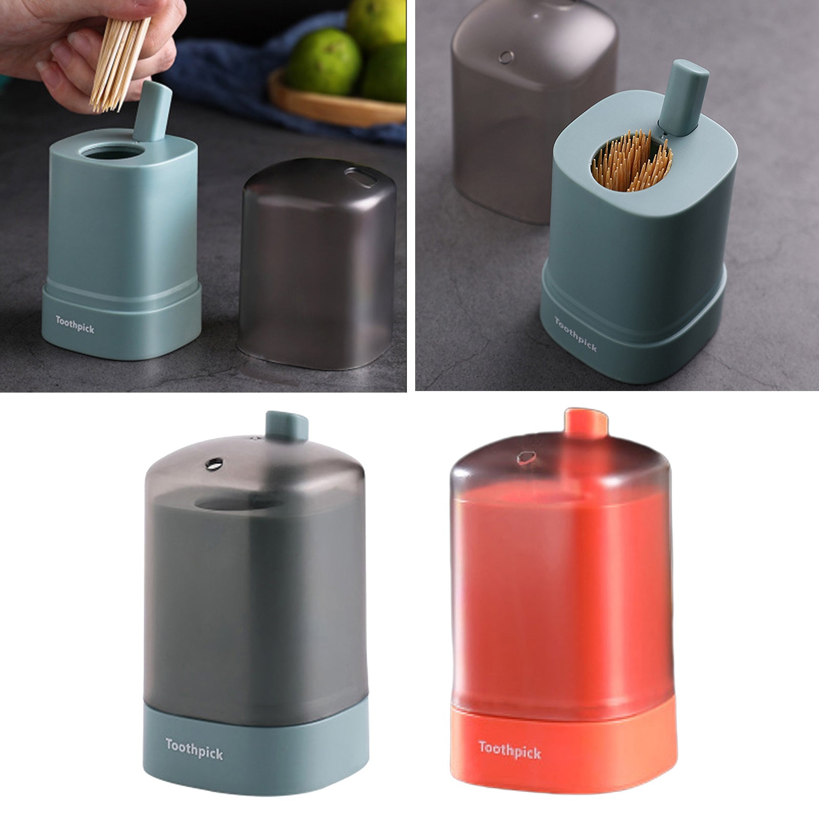 Automatic Pops-up Toothpick Holder Container Portable Toothpick Dispenser Red
