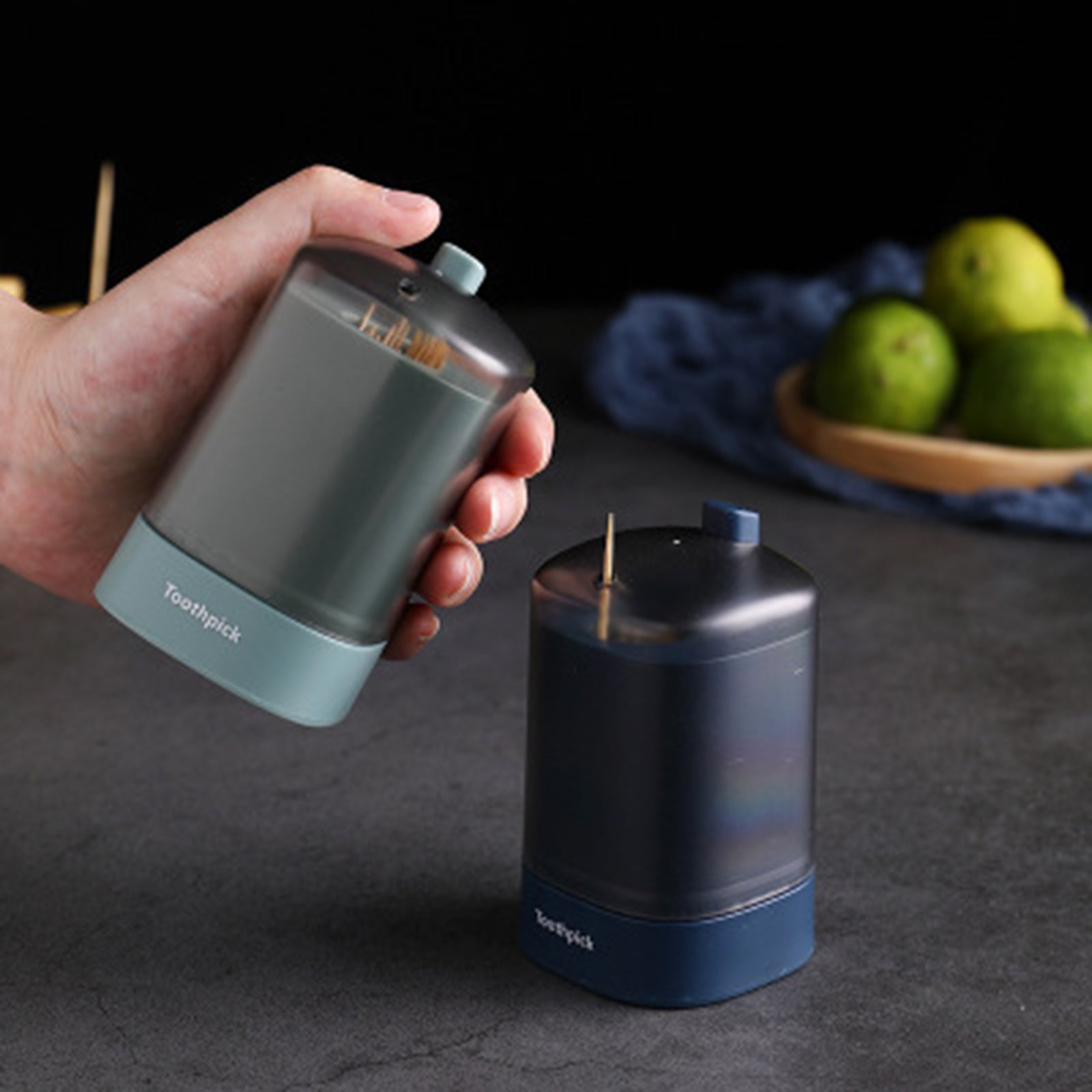 Automatic Pops-up Toothpick Holder Container Portable Toothpick Dispenser Green