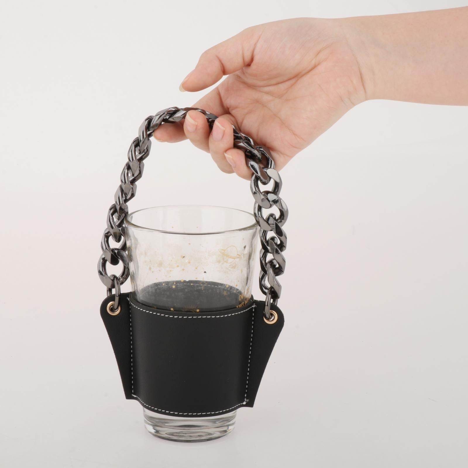 Cup Sleeve Insulated Tumbler Sleeve with Chain for Travel Hiking Camping Black