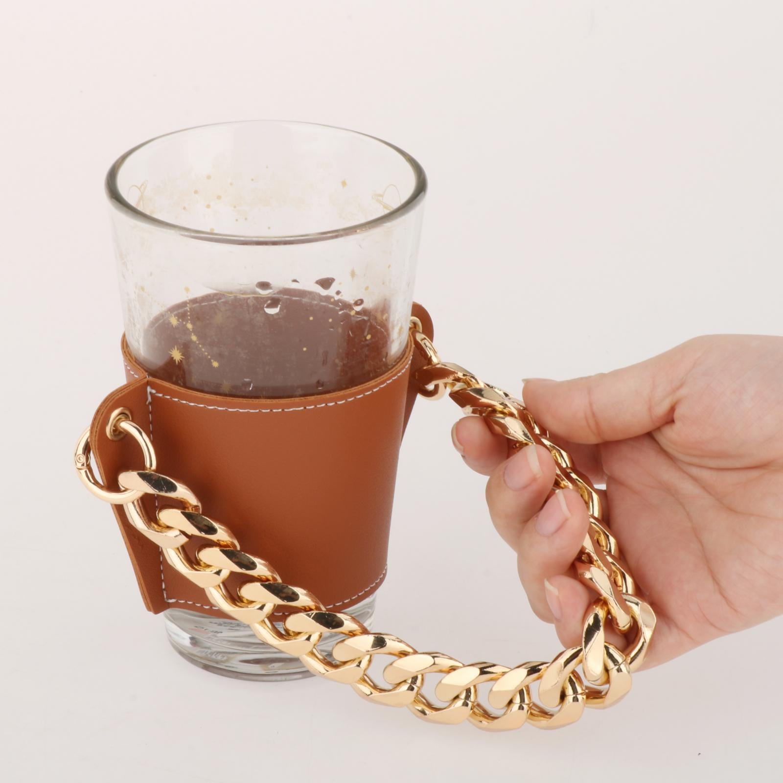 Cup Sleeve Insulated Tumbler Sleeve with Chain for Travel Hiking Camping Brown