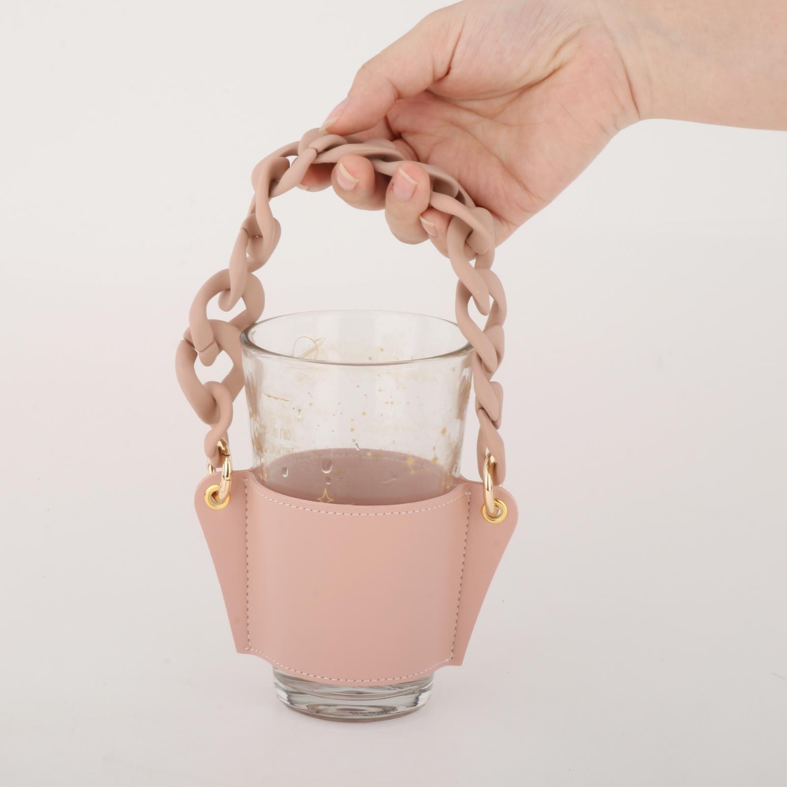 Cup Sleeve Insulated Tumbler Sleeve with Chain for Travel Hiking Camping Pink