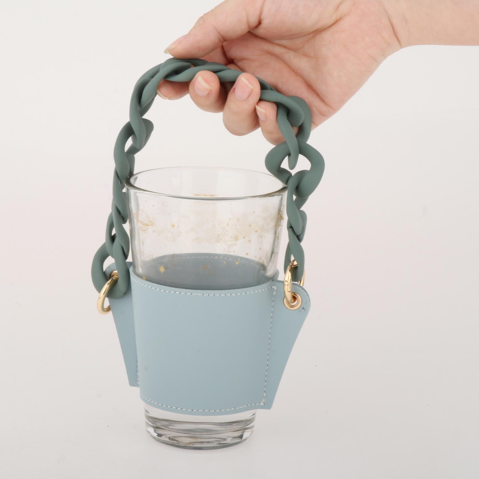 Cup Sleeve Insulated Tumbler Sleeve with Chain for Travel Hiking Camping Sky blue