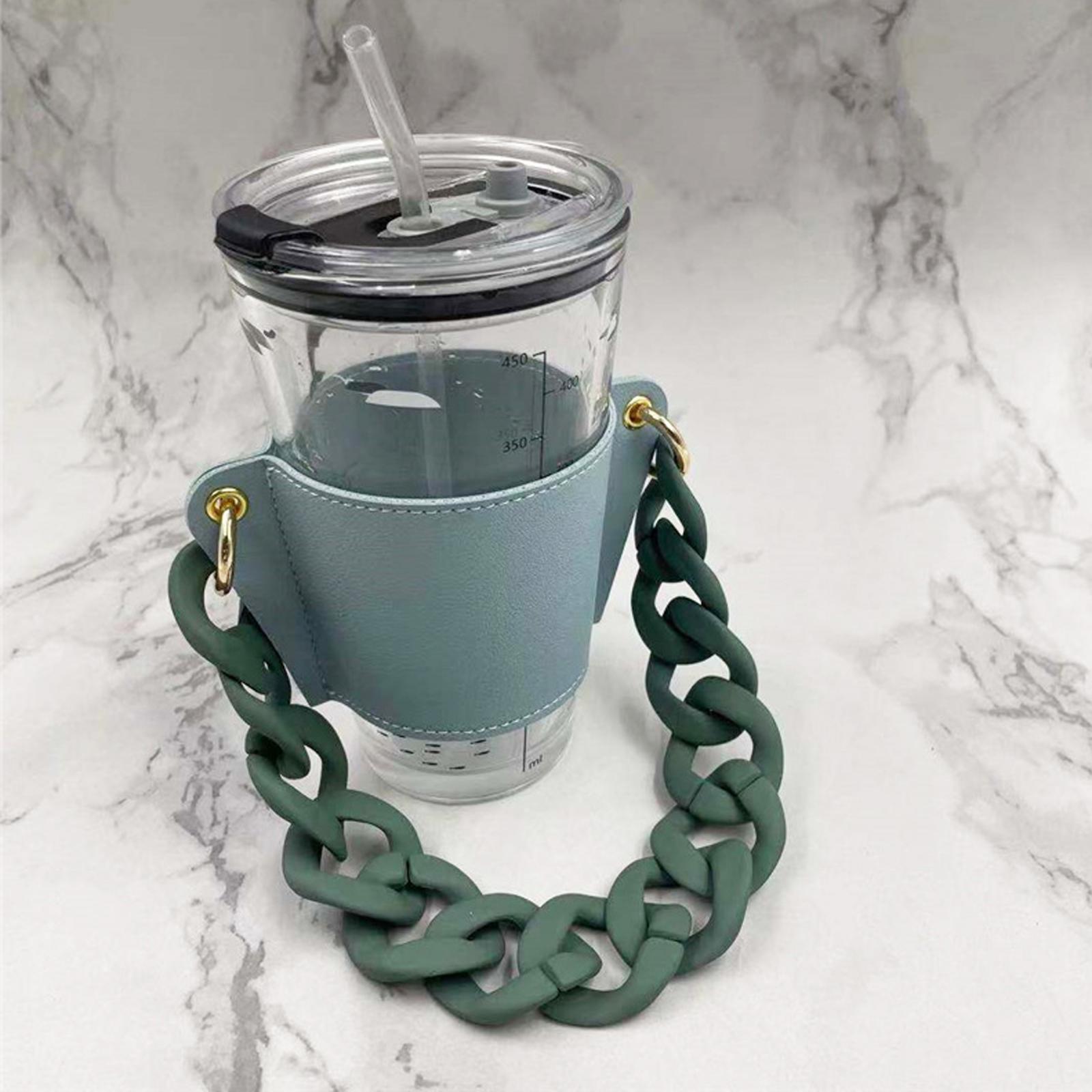 Cup Sleeve Insulated Tumbler Sleeve with Chain for Travel Hiking Camping Sky blue