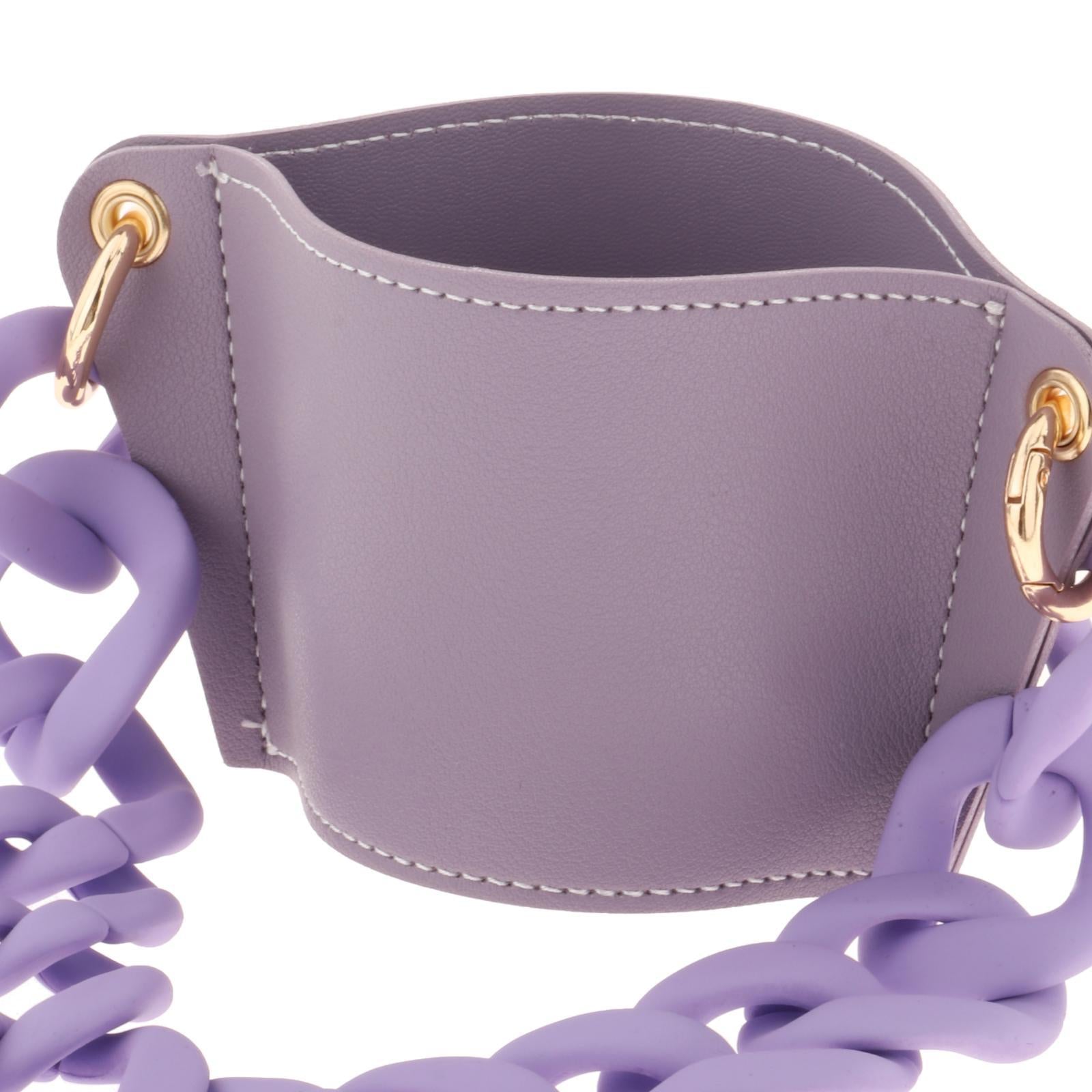Cup Sleeve Insulated Tumbler Sleeve with Chain for Travel Hiking Camping Purple
