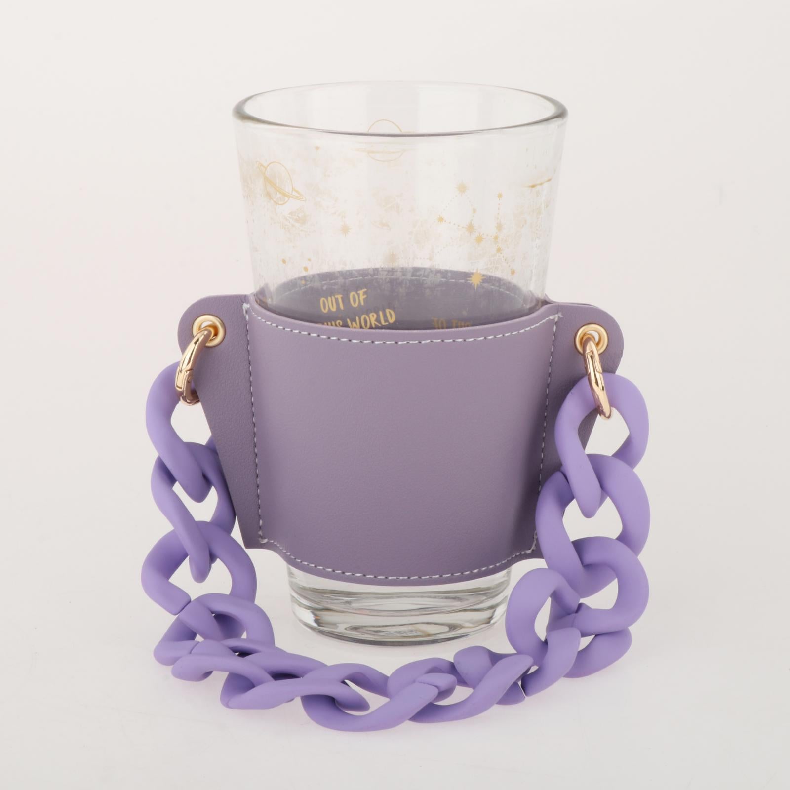 Cup Sleeve Insulated Tumbler Sleeve with Chain for Travel Hiking Camping Purple