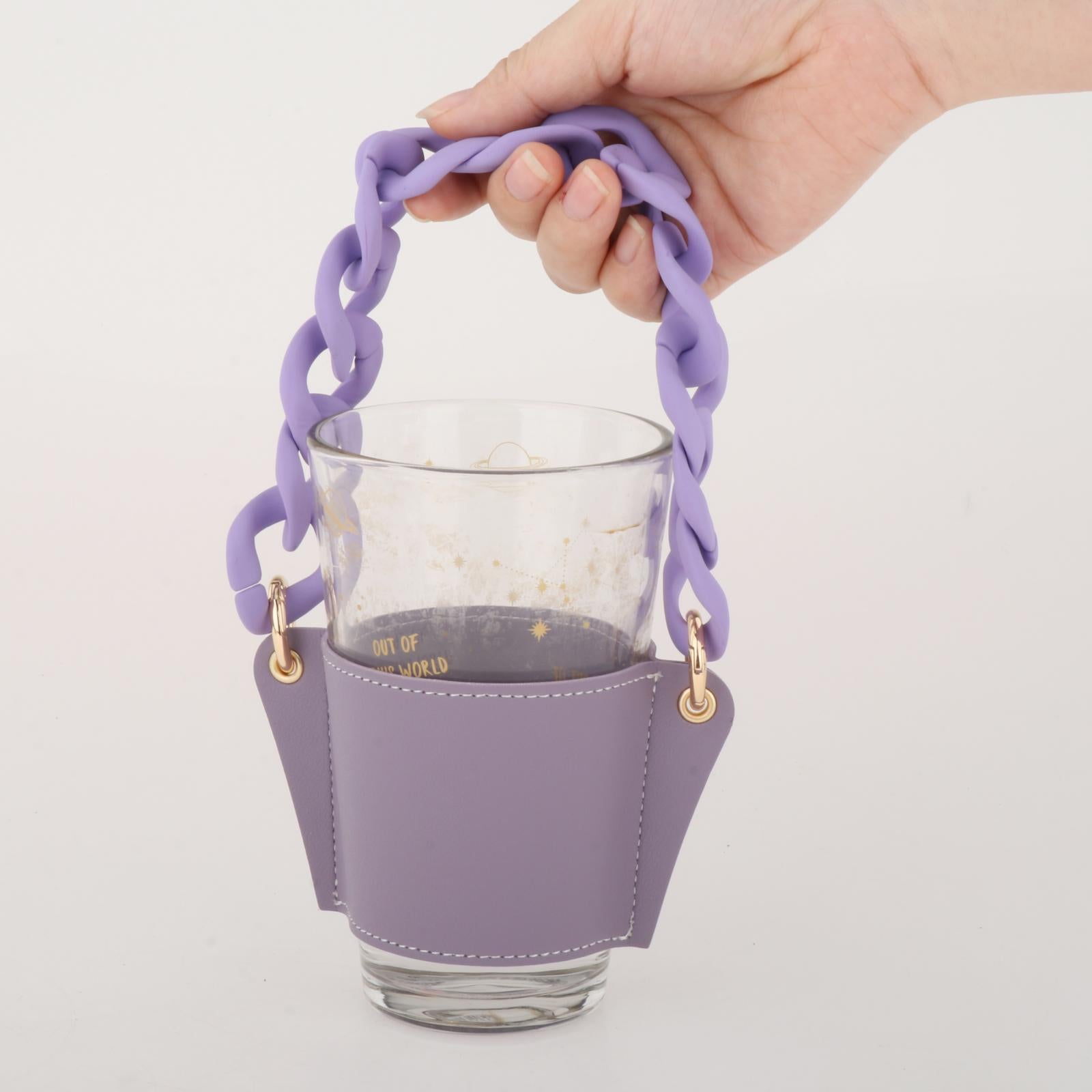 Cup Sleeve Insulated Tumbler Sleeve with Chain for Travel Hiking Camping Purple