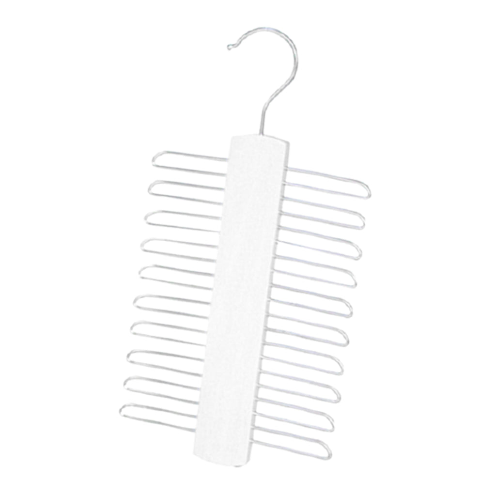 20Tie Wooden Belt Hanger Belt Scarf Holder Closet Organizer Rack Hook Hanger White