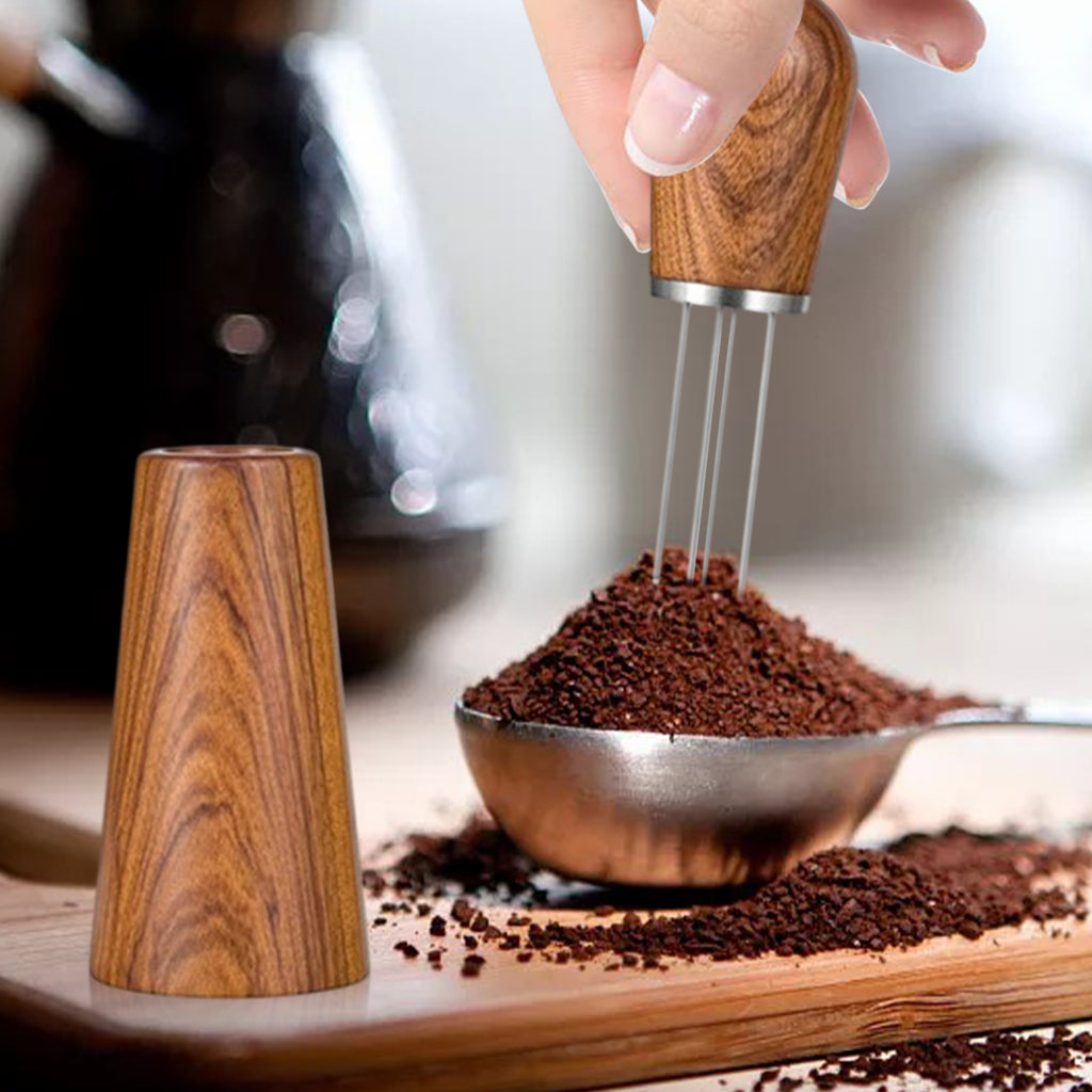 1pc Coffee Stirrer Coffee Needle Distributor with Holder 4-Pin Stirring Tool Redwood
