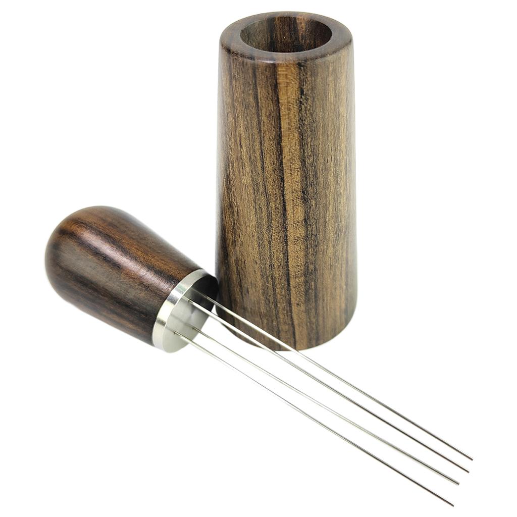 1pc Coffee Stirrer Coffee Needle Distributor with Holder 4-Pin Stirring Tool Rosewood
