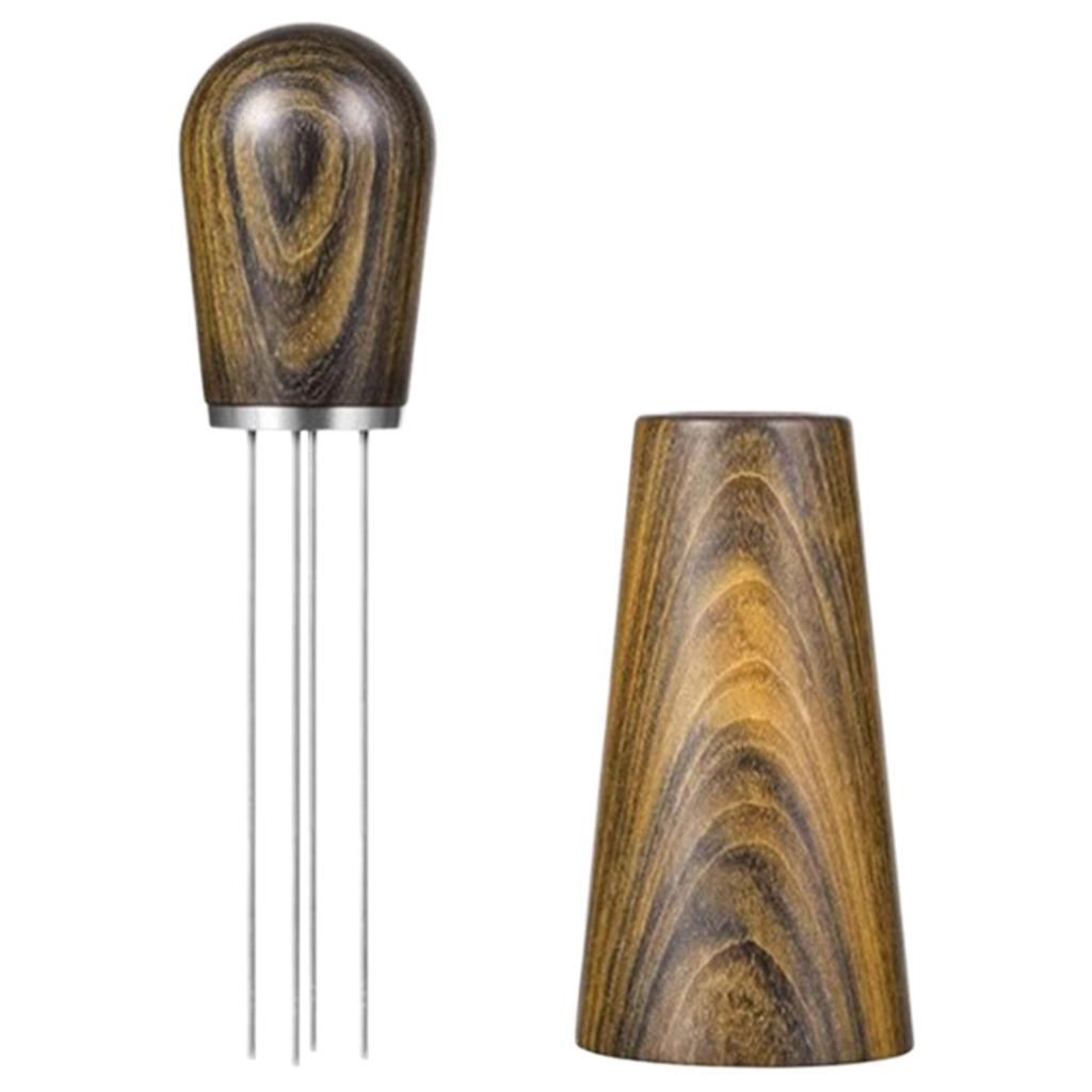 1pc Coffee Stirrer Coffee Needle Distributor with Holder 4-Pin Stirring Tool Rosewood