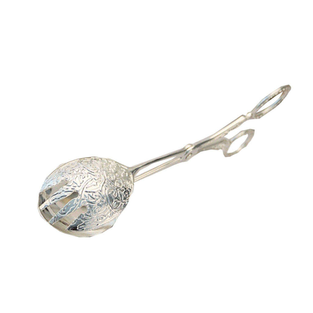 Kitchen Tongs  Food Serving Tongs  Dessert Clip Clamp Round Silver