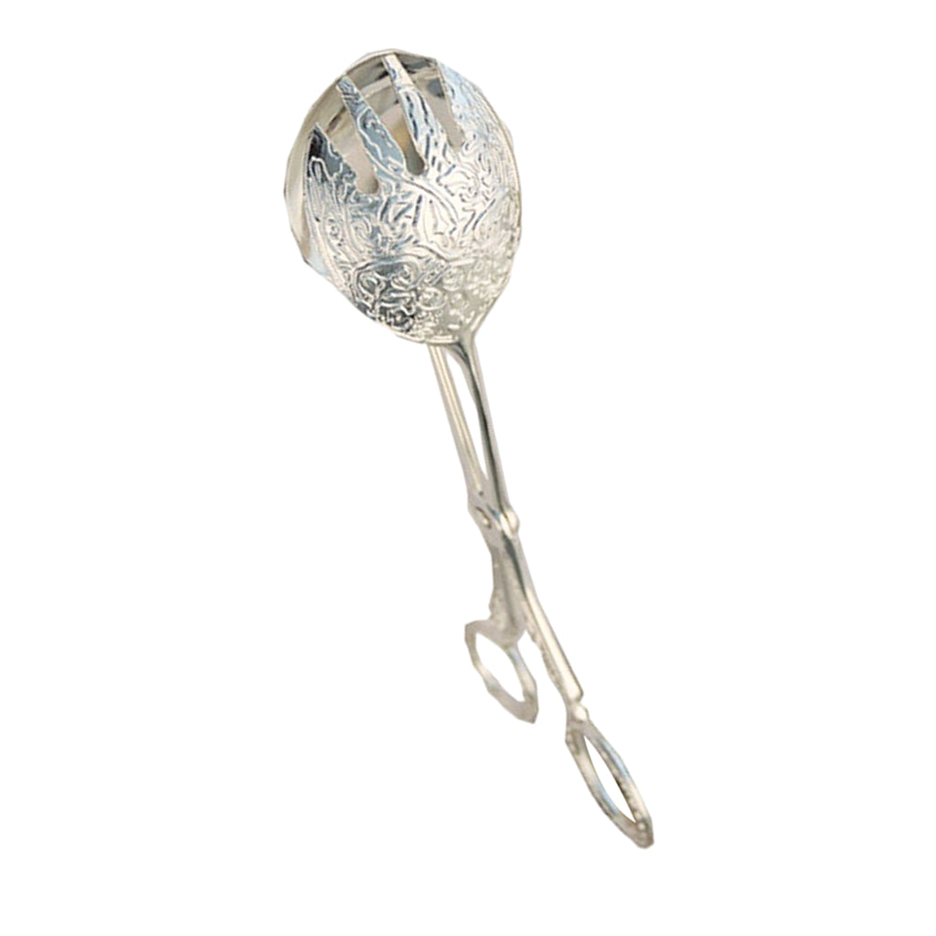 Kitchen Tongs  Food Serving Tongs  Dessert Clip Clamp Round Silver