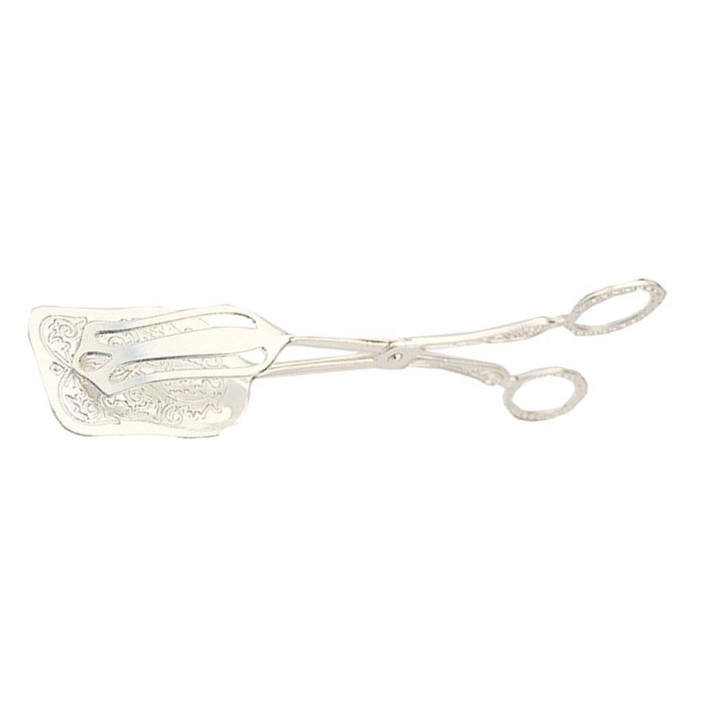 Kitchen Tongs  Food Serving Tongs  Dessert Clip Clamp Square  Silver