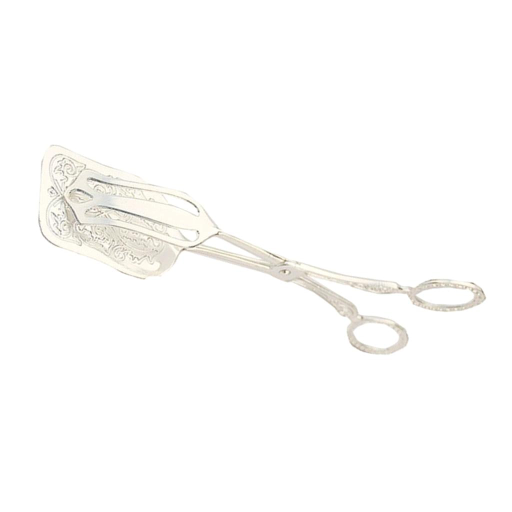 Kitchen Tongs  Food Serving Tongs  Dessert Clip Clamp Square  Silver