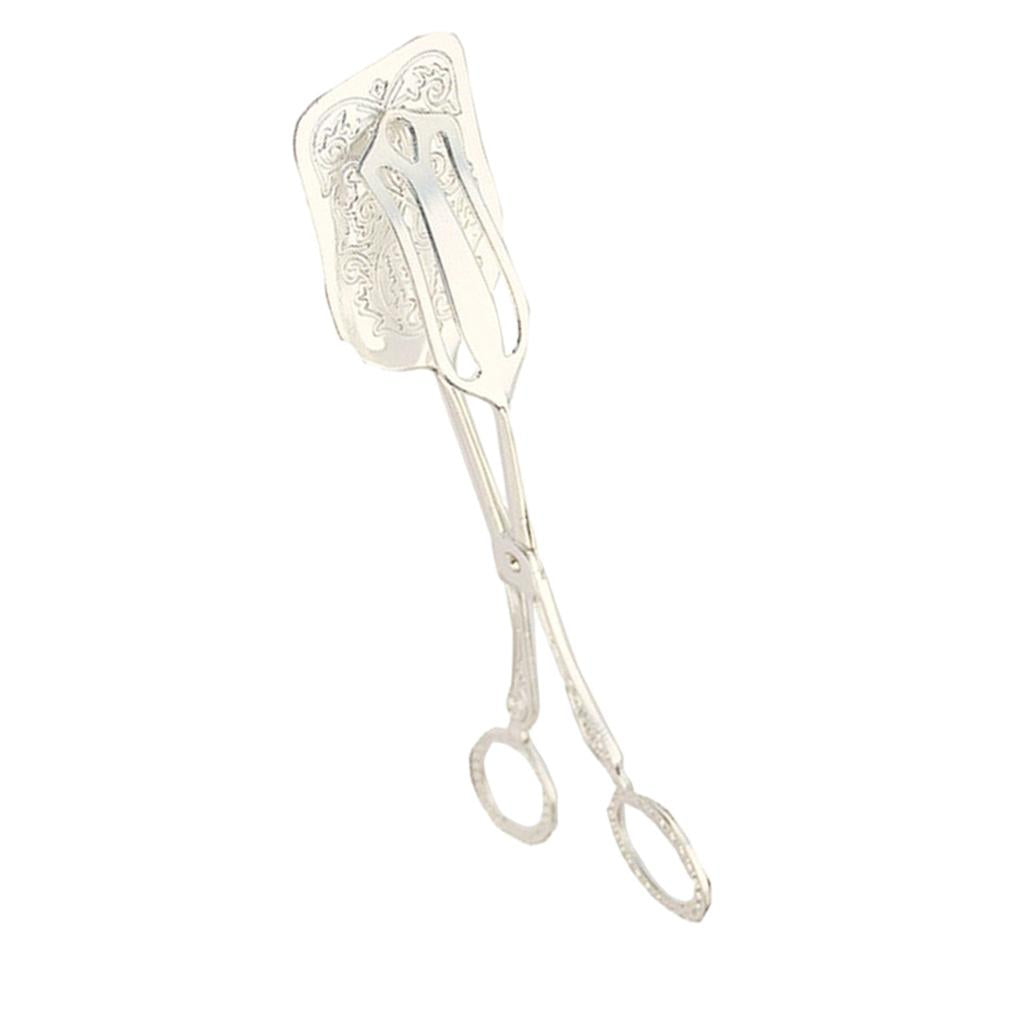 Kitchen Tongs  Food Serving Tongs  Dessert Clip Clamp Square  Silver