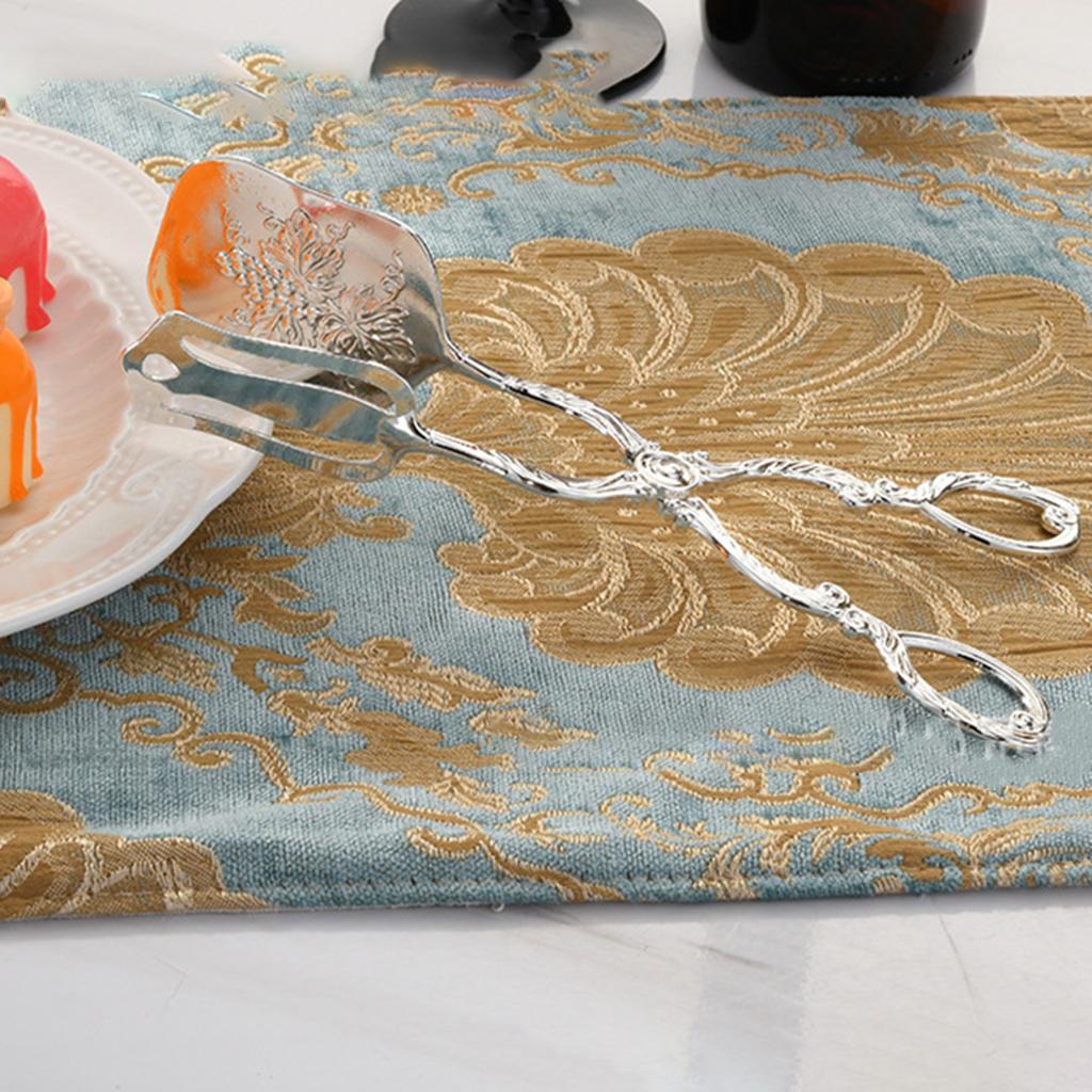 Kitchen Tongs  Food Serving Tongs  Dessert Clip Clamp Square  Silver