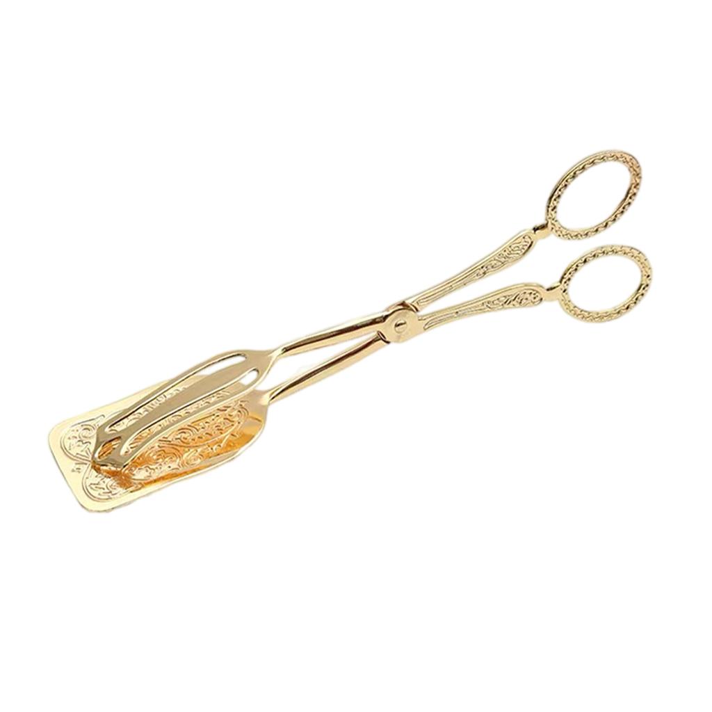 Kitchen Tongs  Food Serving Tongs  Dessert Clip Clamp Square  Gold