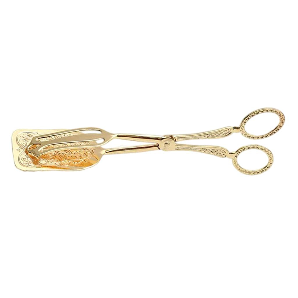 Kitchen Tongs  Food Serving Tongs  Dessert Clip Clamp Square  Gold
