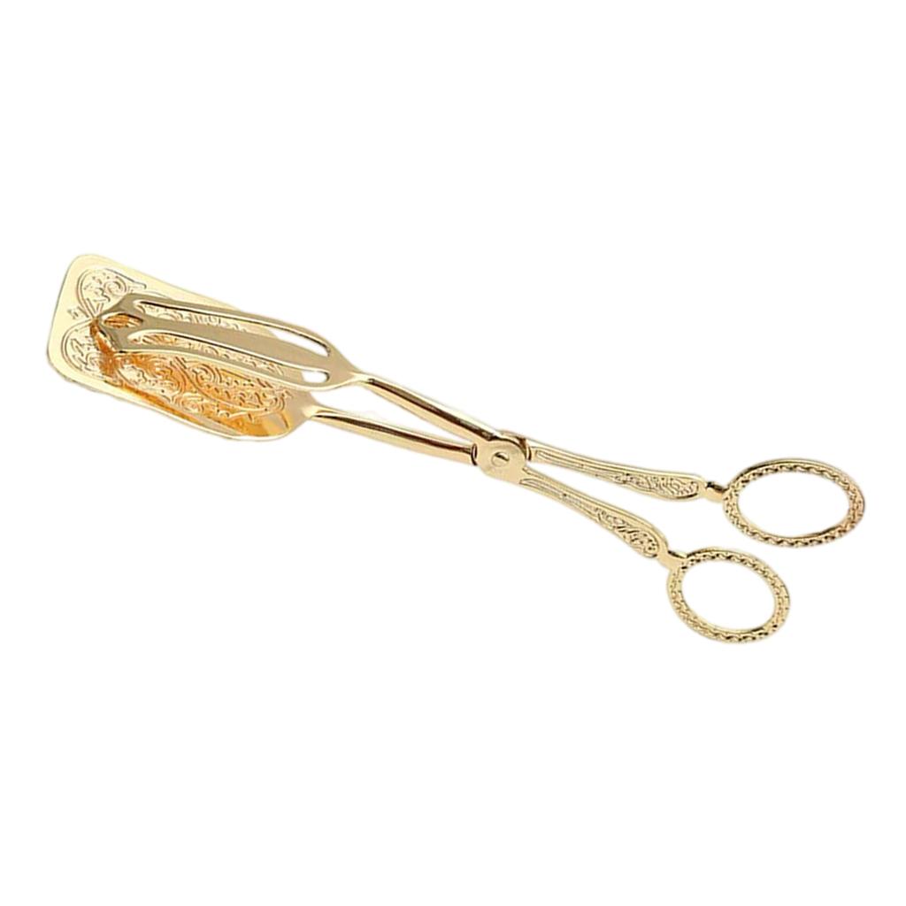 Kitchen Tongs  Food Serving Tongs  Dessert Clip Clamp Square  Gold