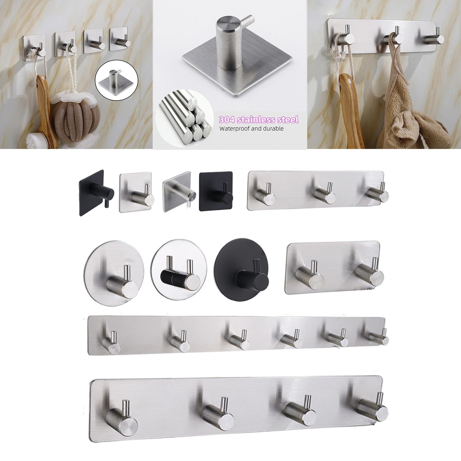304Stainless steel hook strong adhesive door rear coat hook  12-1-S Sliver