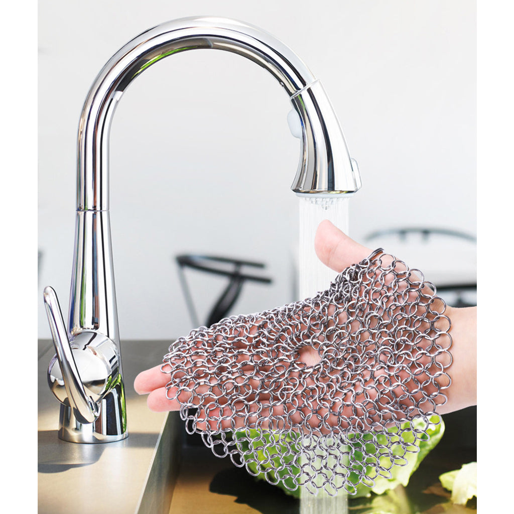 Chainmail Cleaner Ceramic Wide Applications Stainless Steel for Household 8x8 inch Round