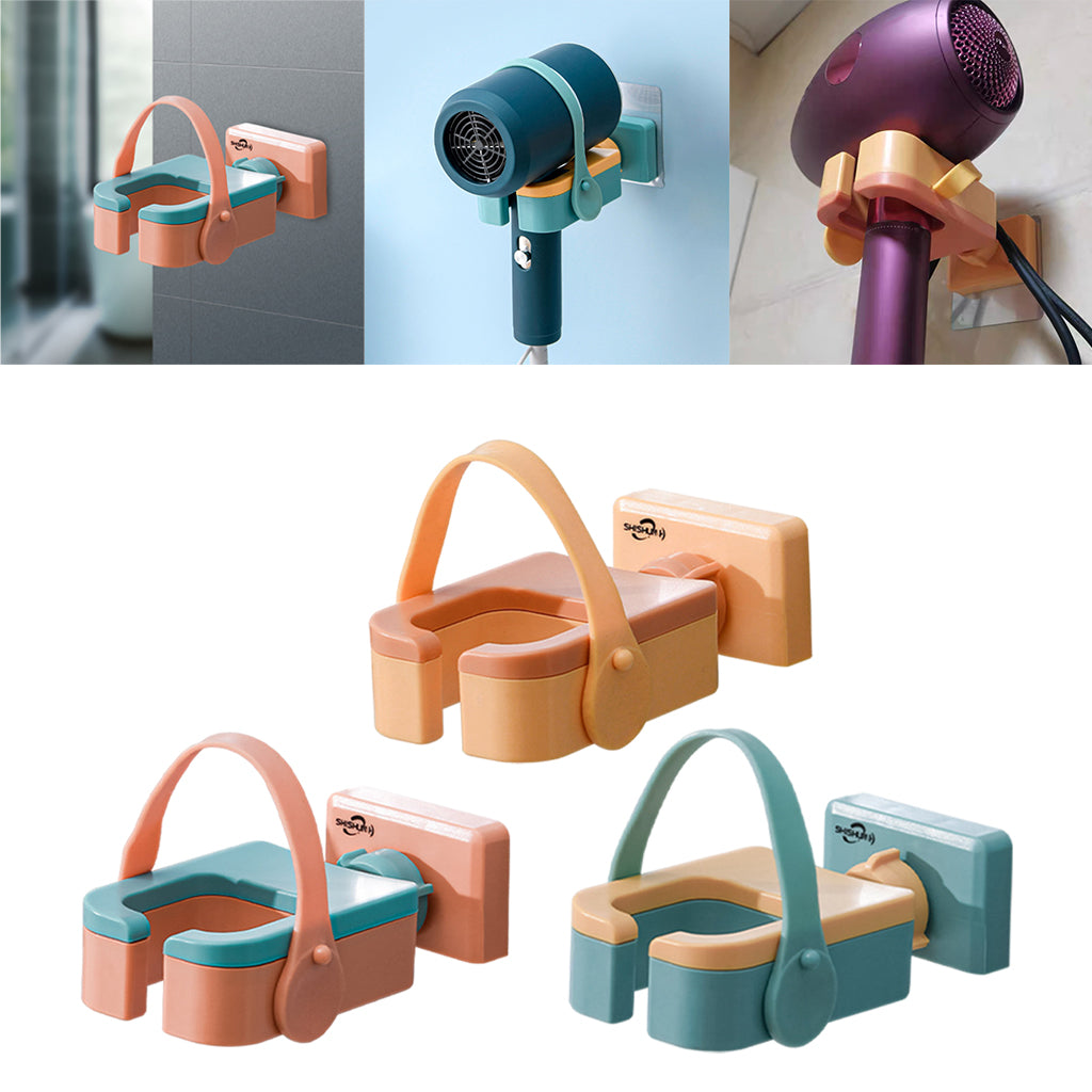 Hair Dryer Rack Portable Punch-Free Blow Dryer Storage for Bathroom Yellow