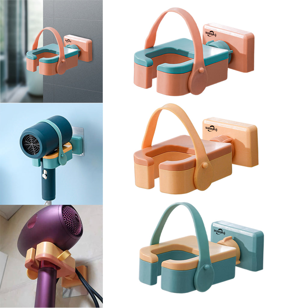 Hair Dryer Rack Portable Punch-Free Blow Dryer Storage for Bathroom Yellow
