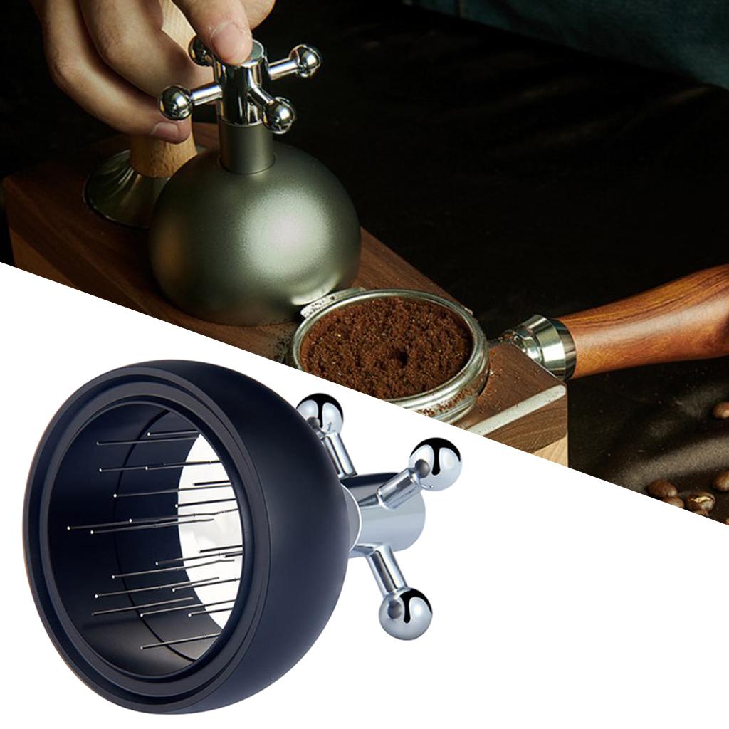 Stainless Steel Coffee Tamper Leveler Needle Type Powder Distributor Tool Black